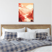 Rustig Chinees landschap met bergen en rivier Canvas Afdruk (Insitu (Slaapkamer))