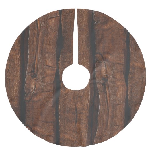 Rustig donkerbruin oud hout kerstboom rok (Voorkant)