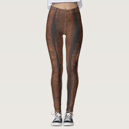 Rustig donkerbruin oud hout leggings