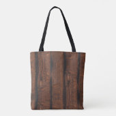 Rustig donkerbruin oud hout tote bag (Achterkant)
