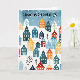 Rustig Dorp in de Snow Christmas Kaart