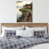 Rustig dorpsochtendmeer muurdecoratie canvas afdruk (Insitu (Slaapkamer))