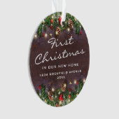 Rustig eerste kerstfeest in nieuw huis ornament (voorkant)