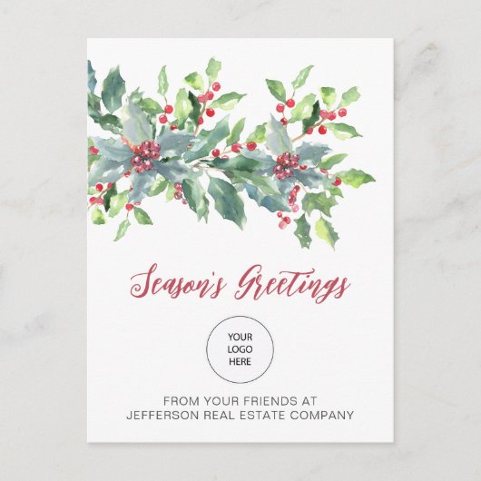 Rustig Eik Elegante Kerstvakantie Feestdagenkaart (Voorkant)