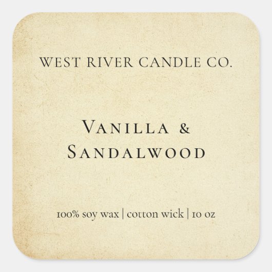 Rustig Elegant Kraft Papier Kaars Label (Voorkant)