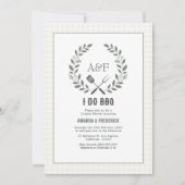 Rustig Elegant Monogram Ik Doe BBQ Koppels Bruilof Kaart (Voorkant)