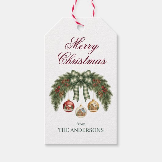 Rustig Elegant Prettig Kerstfeest Cadeaulabel (Voorkant)