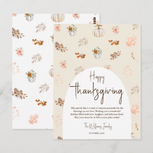 Rustig Elegante Herfst Thanksgiving Groet  Briefkaart (Voorkant / Achterkant)