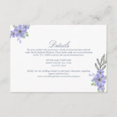 Rustig Elegante Paarse Bloem Bruiloft Accommodatie Informatiekaartje (Voorkant)