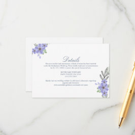 Rustig Elegante Paarse Bloem Bruiloft Accommodatie Informatiekaartje