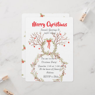 Rustig elegante waterverf kerst uitnodigingskaarte kaart