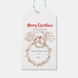 Rustig elegante waterverf Kerstmis Cadeaulabel
