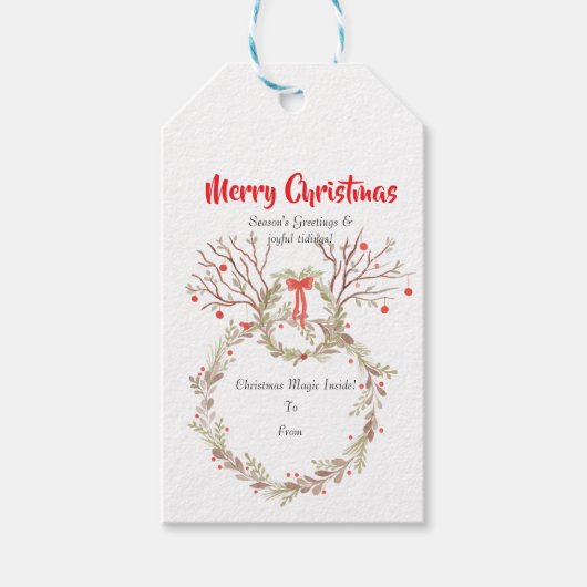 Rustig elegante waterverf Kerstmis Cadeaulabel (Voorkant)