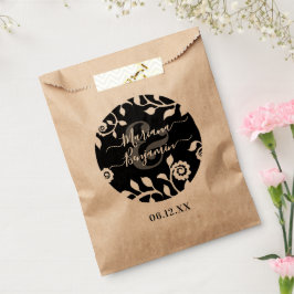 Rustig Elegante Zwarte Bloemige Persoonlijke Trouw Bedankzakje