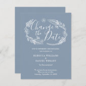 Rustig Elege Ante Verander de Datum Bloemige Uitst Aankondigingskaart (Voorkant / Achterkant)