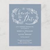 Rustig Elege Ante Verander de Datum Bloemige Uitst Aankondigingskaart (Voorkant)