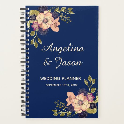 Rustig Elege Blauw Bruiloft Planner (Voorkant)