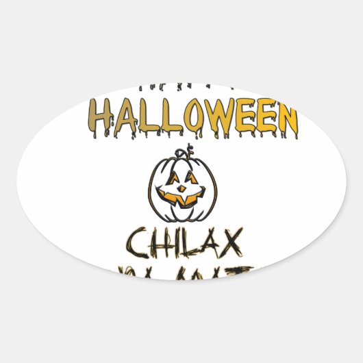 Rustig en ontspannen Happy Halloween Collectie Ovale Sticker (Voorkant)