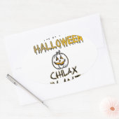 Rustig en ontspannen Happy Halloween Collectie Ovale Sticker (Envelop)