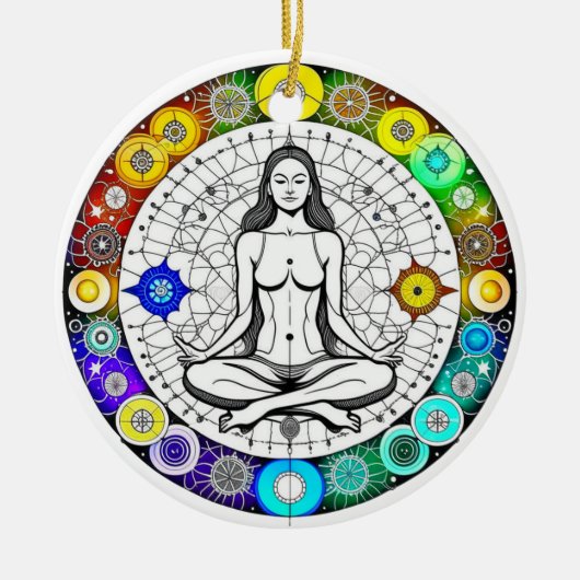 Rustig en serene vreedzame meditatie keramisch ornament (Voorkant)