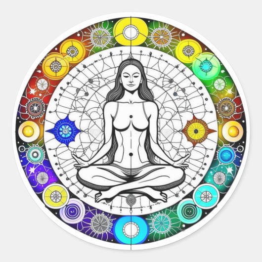 Rustig en serene vreedzame meditatie ronde sticker (Voorkant)