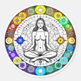 Rustig en serene vreedzame meditatie ronde sticker