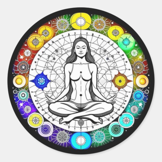 Rustig en serene vreedzame meditatie ronde sticker (Voorkant)