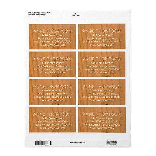 rustig faux, helder hout met naam etiket (Full Sheet)