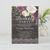 Rustig Floral wood Lace Birthday Kaart (Staand voorkant)