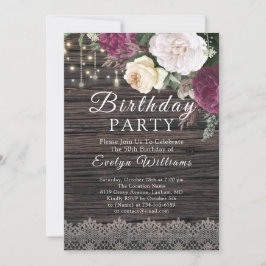 Rustig Floral wood Lace Birthday Kaart