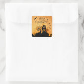 Rustig Gehekst Huis Fijne Halloween Vierkante Sticker (Tas)