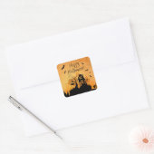 Rustig Gehekst Huis Fijne Halloween Vierkante Sticker (Envelop)