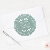 Rustig Gelukkig Thanksgiving Retouradres Groen Ronde Sticker (Envelop)