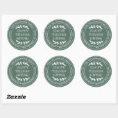 Rustig Gelukkig Thanksgiving Retouradres Groen Ronde Sticker (Vel)