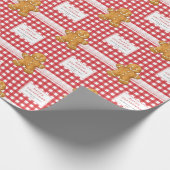 Rustig geruit rood wit vrolijk kerstfeest cadeaupapier (Hoek)