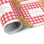 Rustig geruit rood wit vrolijk kerstfeest cadeaupapier (Rol Hoek)