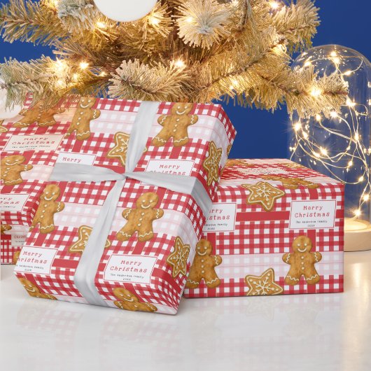 Rustig Gingham Rood Wit Kerstmis Cadeaupapier (Feestdagen)