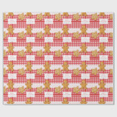 Rustig Gingham Rood Wit Kerstmis Cadeaupapier (Vlak)