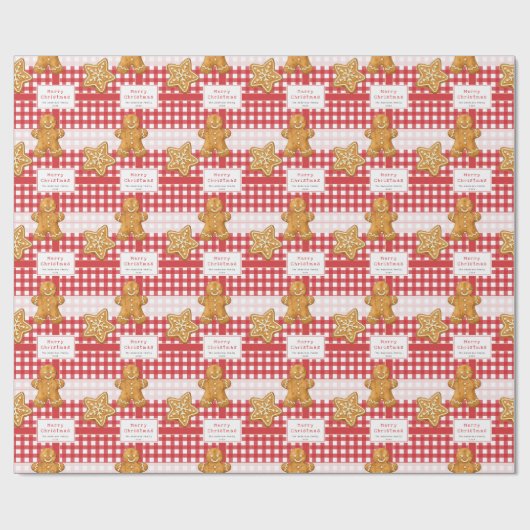Rustig Gingham Rood Wit Kerstmis Cadeaupapier (Vlak)