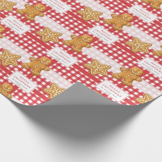 Rustig Gingham Rood Wit Kerstmis Cadeaupapier (Hoek)