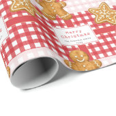Rustig Gingham Rood Wit Kerstmis Cadeaupapier (Rol Hoek)