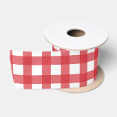 Rustig Gingham Rood Wit Kerstmis Satijnen Lint (Spoel)