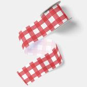 Rustig Gingham Rood Wit Kerstmis Satijnen Lint (Achterkant)