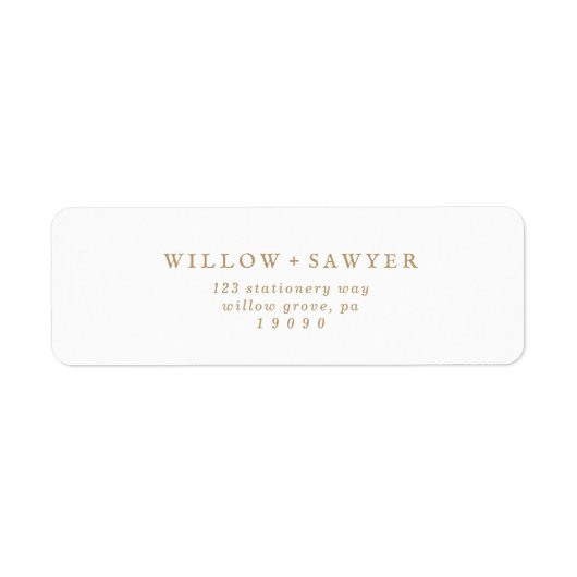 Rustig Gold Script Return-adreslabel Etiket (Voorkant)