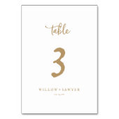 Rustig Gold Script Table Number Kaart (Achterkant)