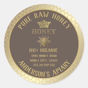 rustig goud bijen kroonhoningraat honingraat ronde sticker