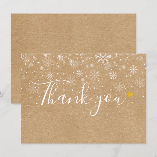 Rustig gouden hart script kerst bedankkaart (Voorkant / Achterkant)