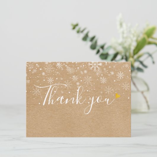 Rustig gouden hart script kerst bedankkaart (Staand voorkant)