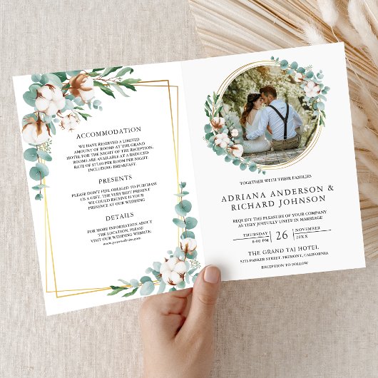 Rustig gouden katoen eucalyptus QR-code bruiloft
