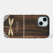 Rustig Gouden Libelle Persoonlijk iPhone 15 Case (Achterkant horizontaal)